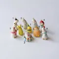 Assortiment de breloques en céramique mignonnes avec bonhomme de neige et caneton - Pendentif Oie Chapeau Noir