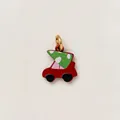 Grazioso ciondolo auto rossa con albero di Natale per creazione di gioielli DIY - Ciondolo Auto