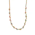 DIY knotted cord necklace with lotus feather pendant in colorful pink and cyan woven design - Rope Chain Style E