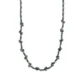 Handcrafted bohemian knotted rope necklace in dark green, navy blue, and gold threads - Rope Chain Style F
