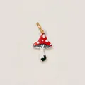 Ciondolo a forma di fungo rosso dipinto a mano con pois bianchi e anello dorato - Stile 4 Pendente Fungo