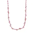Pink and gold braided cord necklace with decorative knots and metallic thread finish - Rope Chain Style G