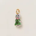 Ciondolo animale in ceramica dipinto a mano con vestito verde per gioielli fai da te - Stile 7 Pendente Topo