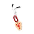 Lobster themed charm with beige acrylic tag and red metal carabiner on white rope - Crawfish