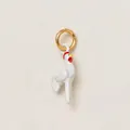 Ciondolo a forma di gallo in smalto bianco fatto a mano con anello dorato per gioielli DIY - Stile 11 Pendente Gallo
