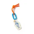 Creative orange woven rope pendant with blue carabiner and artistic fish illustration tag - Fish