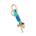 Portachiavi intrecciato blu e menta con ciondoli dorati a forma di pesce e stella - Portachiavi Pesce Stella Marina