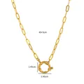 Gouden titaniumstalen paperclipketting met ronde veerringsluiting, lengte 40+5cm - Paperclip Kettingring