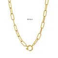Gouden titanium paperclip ketting met ronde veersluiting en 45+5cm verlengstuk - Brede Paperclip Ketting Ronde Sluiting