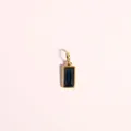 Gouden rechthoekige hanger met donkerblauwe zirkoonsteen en stevig ophangoogje aan top - September (Goud)