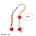 Colorful acrylic beaded heart pendant chain for bags and phones with dimension markers - Heart Beaded Style