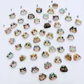 Cartoon kat DIY sieraden hangers met 14K vergulde ringen in verschillende patronen - Zwart-witte Kat Hanger