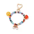 Kleurrijke kralen vis sleutelhanger met gouden hartsluiting en regenboog bedeltjes - Regenboog Hanger