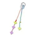 Colorful beaded fish keychain with pink and blue beads and heart-shaped pendants - Green Heart Chain