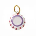 Polka dot ceramic mushroom pendant with 18K gold plated ring on white background - Rose Quartz Style Pendant