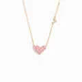 Collar de corazón de circón rosa en oro rosa con diamantes brillantes regalo madre e hija - Plata 925 (40+5cm) / Rosa oro