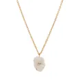 Elegant gold necklace featuring a white flower pendant with a sparkling center zircon - April-Clear