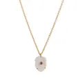 Collier doré avec pendentif fleur en nacre blanche et pierre de zircon rose - Octobre - Zircon Rose