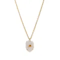 Collier doré avec pendentif fleur blanche et zircon orange central serti - Novembre-Jaune
