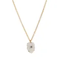 Collier élégant en chaîne dorée avec pendentif fleur blanche et zircon sombre - Décembre - Pierre Sombre