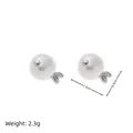 Spherical natural pearl stud earrings with silver leaf metal accent, 0.9cm x 1.2cm size - Silver Small Fish Stud Earrings