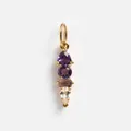 Vertical 18K gold-plated pendant featuring four multi-shaped purple and clear gemstones - February Birthstone Pendant Only (Without Chain)
