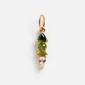 Vertical gold pendant with four colorful zircon stones in emerald and pear cuts - August Birthstone Pendant Only (Without Chain)