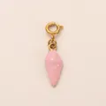 DIY colorful heart charm with pink enamel finish and 18K gold plated spring clasp ring - Pink Conch Pendant