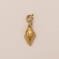 18K gold plated conch shell pendant with spring ring clasp and honeycomb texture - Conch Pendant