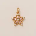 Detail of pink crystal flower pendant with 18K gold plating and diamond accents - Pink Diamond Star Pendant (KC Gold)