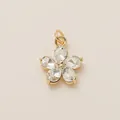 Exquisite 18K gold flower pendant featuring five teardrop crystals and double hanging rings - Flower
