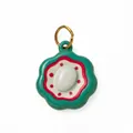 Pendentif fleur verte avec détails ondulés rouges et anneau doré pour sacs ou bijoux - Pendentif Orchidée