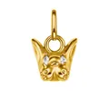 Handgemaakte gouden hondenkop hanger met gepolijste afwerking en zirkonia ogen - Ossenkop Hanger