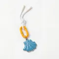 Blue shell pendant keychain with yellow carabiner and white braided cord summer accessory - Blue Scallop Charm