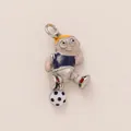 Detail of cartoon soccer player charm with enamel finish and metal ring for DIY jewelry - Soccer Player