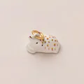 DIY keramische hert sleutelhanger in wit met gekleurde stippen en 18K vergulde ring - Wit Hert Stijl