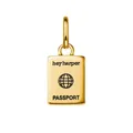 Gouden paspoort hanger met aarde icoon en gegraveerde tekst voor de paspoort - Reispas Hanger