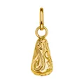 Gouden druppelvormige hanger met fijn gegraveerde bloemen en krulpatronen - Kerstbel Hanger