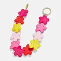 Colorful resin flower beaded charm accessory with vibrant pink, yellow and red beads - Red Tone Charm