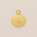 Gedetailleerde macro van een crème schelphanger met een sprankelende edelsteen in het midden - Alleen hanger (Zonder ketting) (Stijl 18)