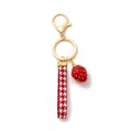 Aardbei hanger sleutelhanger met gouden sluiting en rood pied-de-poule geweven lint - Aardbei Sleutelhanger