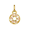Gouden donut hanger met wit emaille glazuur en roze hagelslag voor sieraden maken - Donut Hanger
