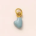 Detail view of a sky blue heart pendant with 18K gold-plated rings for DIY jewelry - Light Blue Heart (Pendant Only (Without Chain))