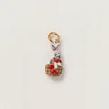 Colgante de conejo chapado en oro 18K de moda en una cesta con detalle de lazo rojo - Colgante de Conejo de Orejas Largas