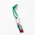 Colorful ceramic fish pendant with green woven rope and white D-ring keychain - Red And Blue Fish Charm