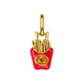 Creatieve frietjes hanger van goudkleurig metaal en rood emaille met een edelsteen - Patat Friet Hanger