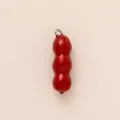 Pendentif en métal rouge brillant en forme d'arachide avec anneau argenté pour bijoux - Pendentif Trois Fraises Rouges