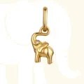 Gouden olifant hanger met een klein fonkelend wit edelsteentje als oogdetail - Olifant Hanger