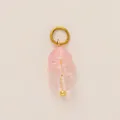 Pendente con perle in resina sfumata rosa e anello dorato per gioielli eleganti - Ciondolo Rosa Giada Piatta Chiara