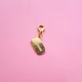 Golden bourbon biscuit pendant shoe charm with lobster clasp for casual footwear - Cookie Charm